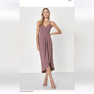 Lulu's Mauve Spaghetti-Strap Midi Dress NWT